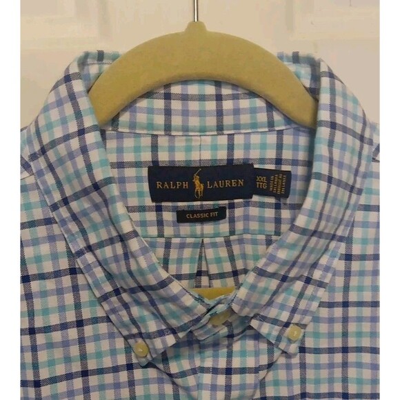 Ralph Lauren Men’s XXL Blue Check Shirt – Long Sleeve – Button Front Classic Fit - Picture 3 of 7